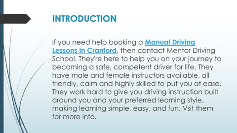 Want to learn Manual Driving Lessons in Cranford?