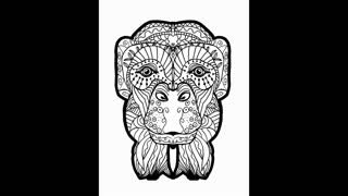 Love Monkeys Apes Gibbons Beautiful Adult Coloring Book