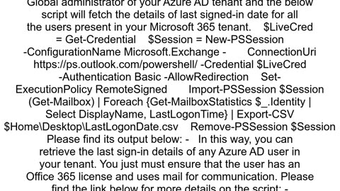 Get Azure AD User Last Signin Date