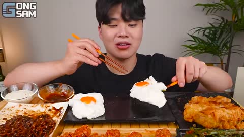 ASMR MUKBANG | Fried Chicken, Grilled Bean, Black Bean Noodles, Kimchi Korean Food Recipes ! eat