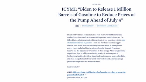 Biden to Release 1 Million Barrels of Gasoline to Reduce Prices at the Pump Ahead of July 4