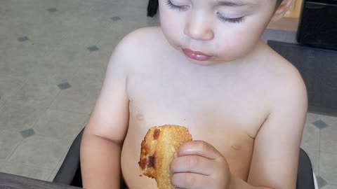 Kid basically falls asleep during his snack time