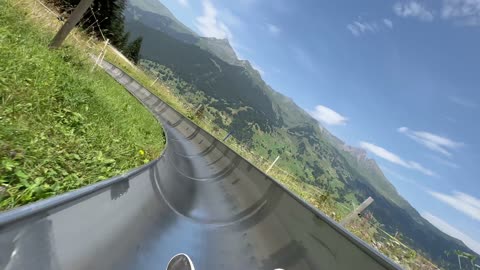 Grindelwald Toboggan ride-Mountain coaster adventure Switzerland| 4K 60p