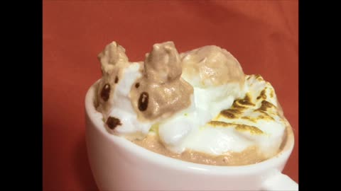 3D corgi hot chocolate latte art