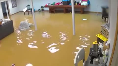 Flooding in a basement in Cranford New Jersey, USA.