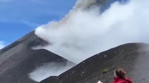 Eating snacks on the edge of an erupting volcano and watching the view?