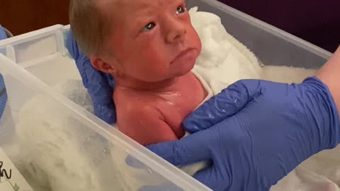 Grumpy Girl’s First Bath