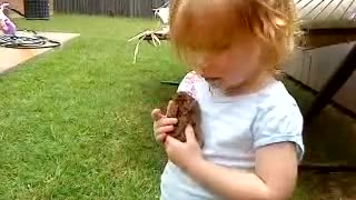 Little Girl Loves Her Bunny!