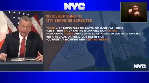 Mayor Bill DeBlasio announces 9,000 city staff are on leave without pay