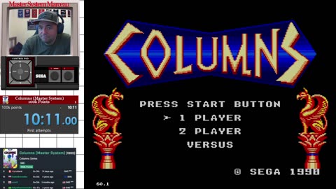 Columns [SMS] 100k & 200k points [10'10"] 12th | SEGA Master System Marceau