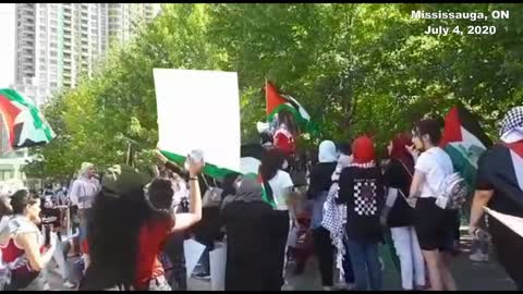 MISSISSAUGA PROTEST FOR PALESTINE "THE JEWS ARE OUR DOGS" 04 JULY 2020