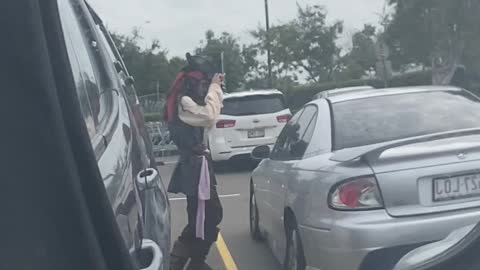 Pirate Greeting People at Hardware Store