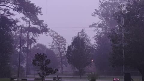 The sound of a rainstorm on your back porch