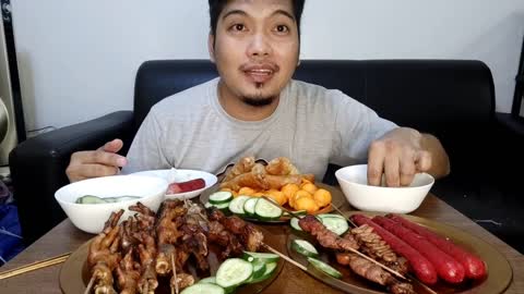 FILIPINO STREET FOOD MUKBANG | BBQ, Isaw, Chicken Feet, Pisngi, Kwek Kwek, Lumpiang Togue