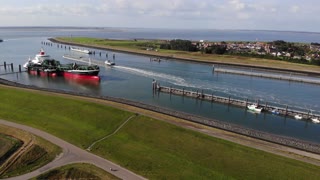 Sluices at Canal through Zuid-Beveland 🇱🇺 (2019-09) {aerial}