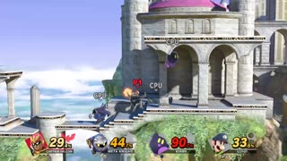 Captain Falcon vs Meta Knight vs Kirby vs Luigi on Temple (Super Smash Bros Ultimate)