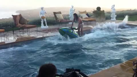 Amazing Jet Ski flips in the pool!