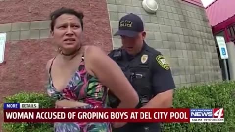 Female pedo caught preying on boys at an Oklahoma swimming pool.mp4