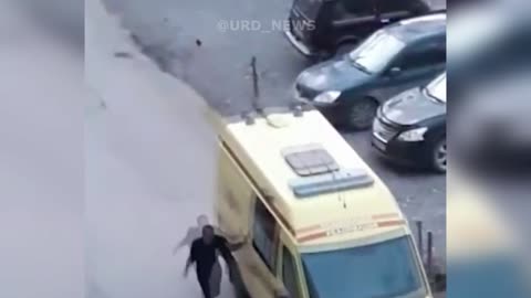 Moment Man Attacks Ambulance After Drunken Brawl