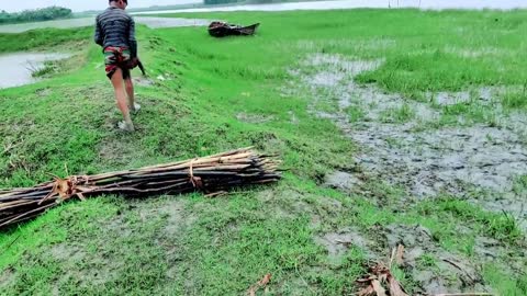 OMG😱 2 Little boy Catching Big Fish With Polo In Bangladesh / Fish Hunting With Polo / Fishing Video