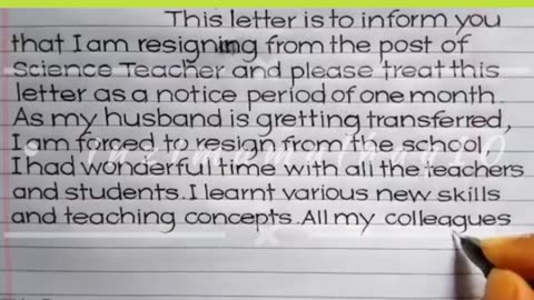 Resignation Letter Hand Writing Technic