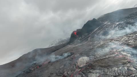 Erupting volcano drone footage!