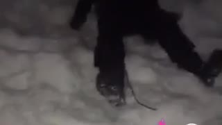 Man lands on butt in snow
