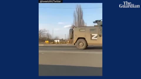 Video shows Ukrainian 'tank man' trying to block Russian military convoy