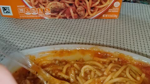 Eating Lean Cuisine Spaghetti With Meat Sauce, Dbn, MI, 6/10/24