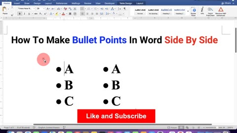 How to Make Bullet Points in Word Side to Side