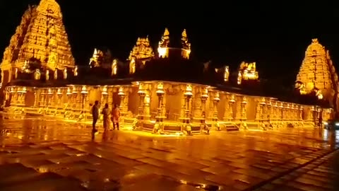 Night view of Yadagirigutta temple in Telangana