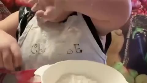 The flour fell on his face