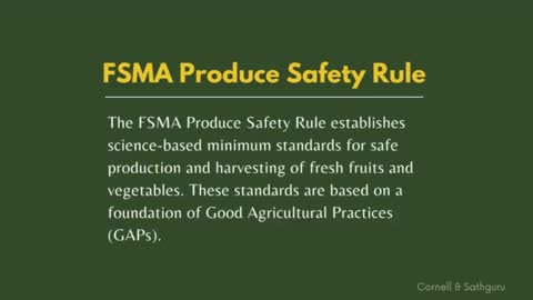Cornell and Sathguru bring to you Produce Safety Alliance