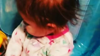 Inflatable toy causes chaos for baby's hair