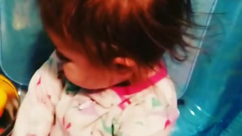 Inflatable toy causes chaos for baby's hair