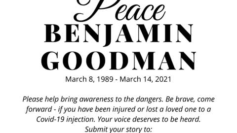 Murder by Fauci - Benjamin Goodman - 32yo - died heart attack 12 hrs after the shot