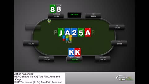 Value betting without an ace. Pocket Kings, KK win.