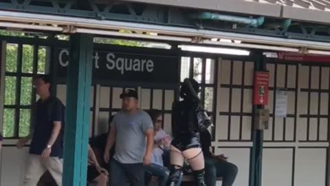 Girl train station platform emo goth cosplay