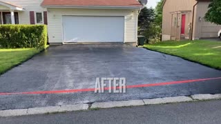 Professional Asphalt Spray Sealing: “Before & After 7”. Top Coat Pavement Maintenance