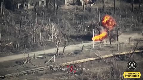 Drone Strike Turns a Russian ATV into a Fireball