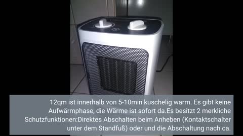 Pro Breeze 2000W Mini Keramik Heizlüfter mit automatischer Oszillation, zwei Leistungsstufen