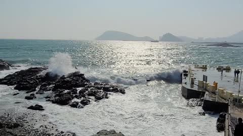 Waves off the coast of Korea's Oryukdo Island