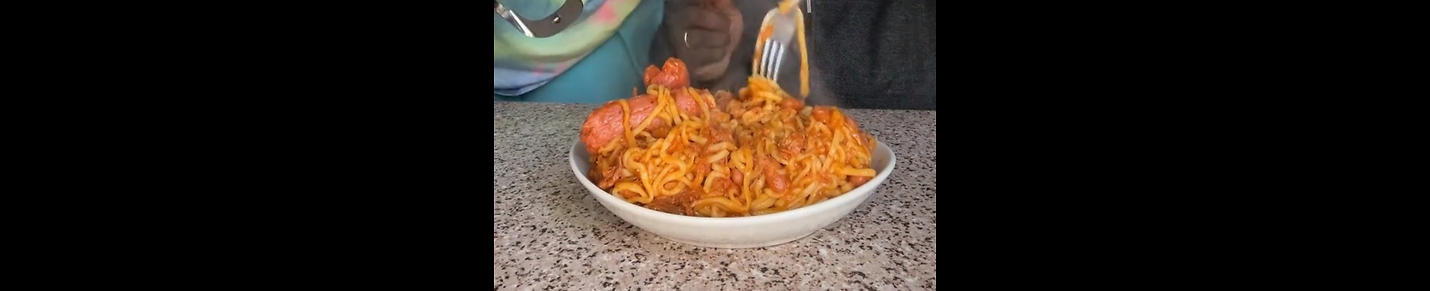 Family eating hot foods