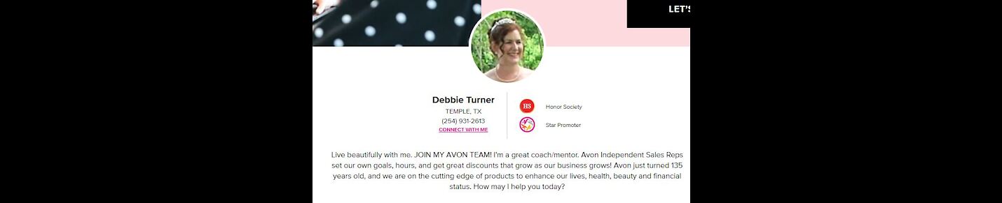 Debbie Loves You, Independent Avon Sales Representative