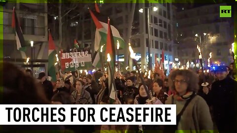 Torchlight procession held in Marseille for Gaza ceasefire