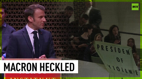 'Where is French democracy?’: Macron heckled during speech in The Hague