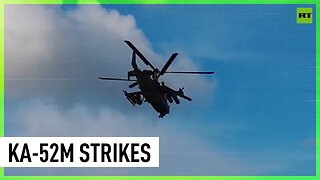 Ka-52M helicopters carry out attack with unguided missiles