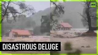 House floats amid fierce floods in Russian region