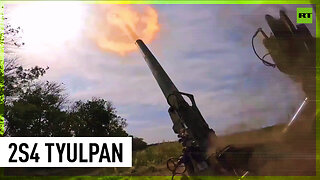 Russian self-propelled ‘Tyulpan’ mortar on combat mission