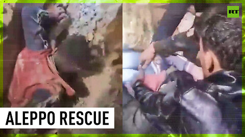 Earthquake Rescue: Child pulled from rubble after building collapsed in Syria's Aleppo